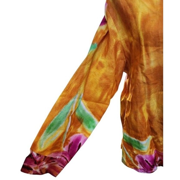 David Dart Vintage Linen Floral Blouse MOP Buttons Size Large - Picture 3 of 9